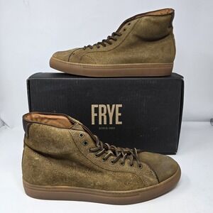 Frye Walker Midlace Mens 11 Chestnut Brown Suede High Top Sneakers 3481217-CHT